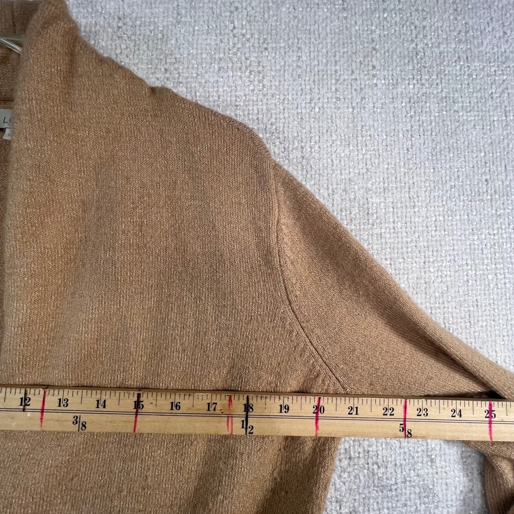 LOFT Womens Striped Open Front Cardigan Sweater Brown White Pocket Wool Blend XS - Picture 7 of 10